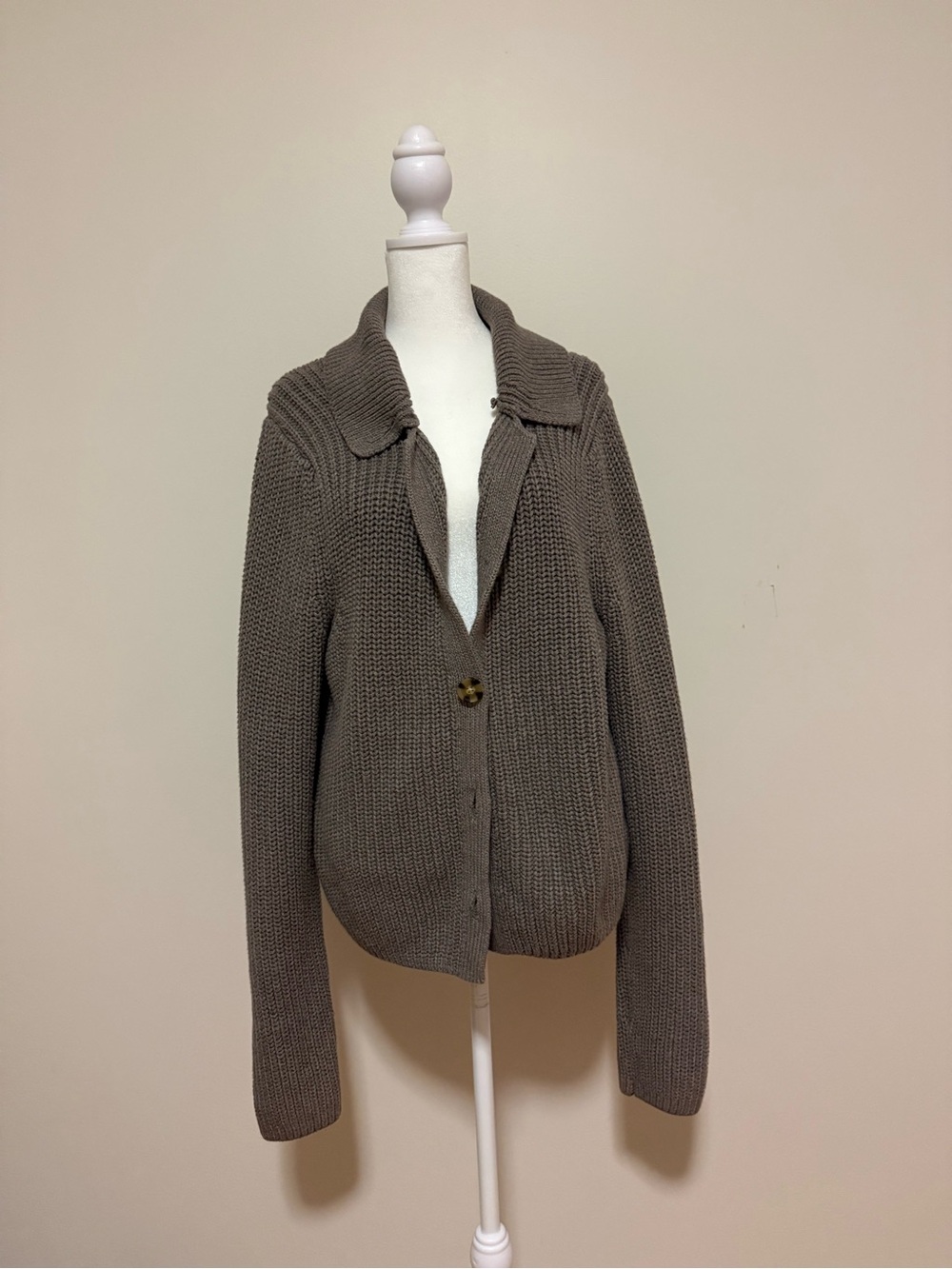 GAP Taupe Knit Button-Up Cardigan FITS LIKE A M/L